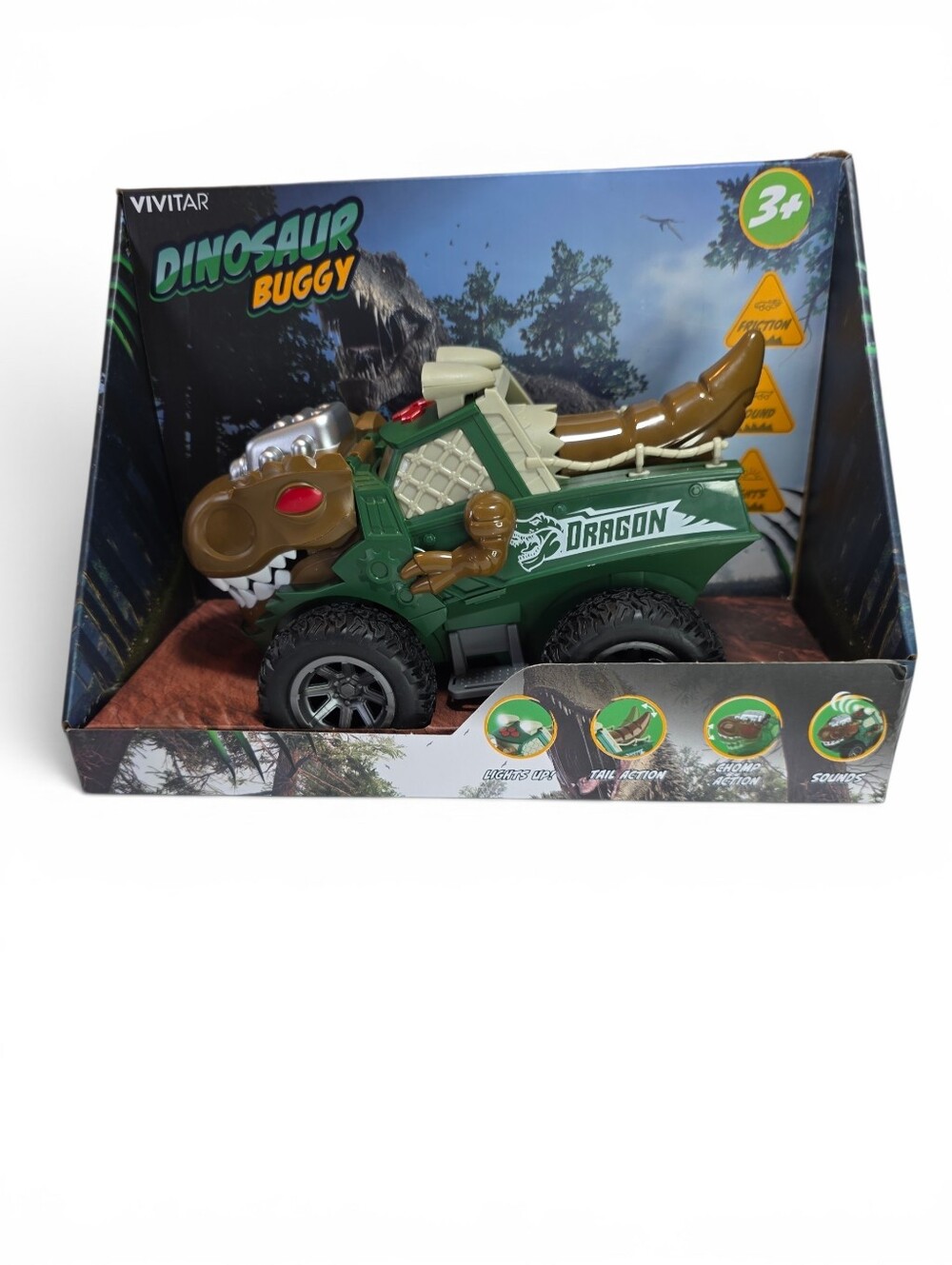 Vivitar NEW Green Dragon Buggy Toy for Kids Friction Powered Makes Noises Lights